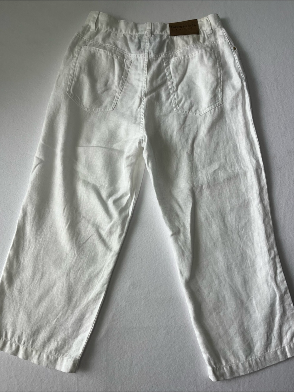 Ralph Lauren White Linen-Blend Relaxed fit Capri Pants with a High Waist - Picture 6 of 7